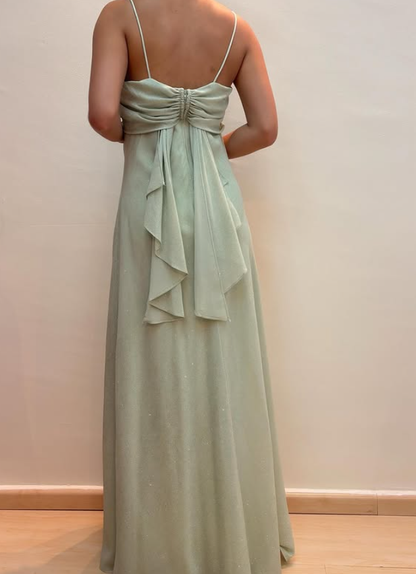 Vintage Light Green Simple A Line Chiffon Prom Dress Evening Dress Date Dress DP5282