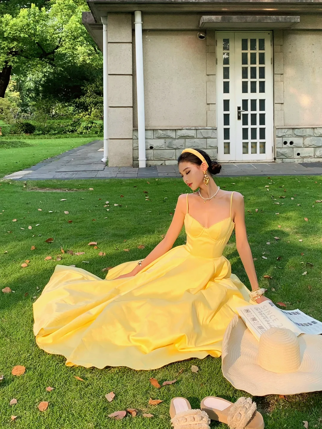 Yellow A Line Spaghetti Strap Satin Prom Dress 16th Birthday Dress DP3963