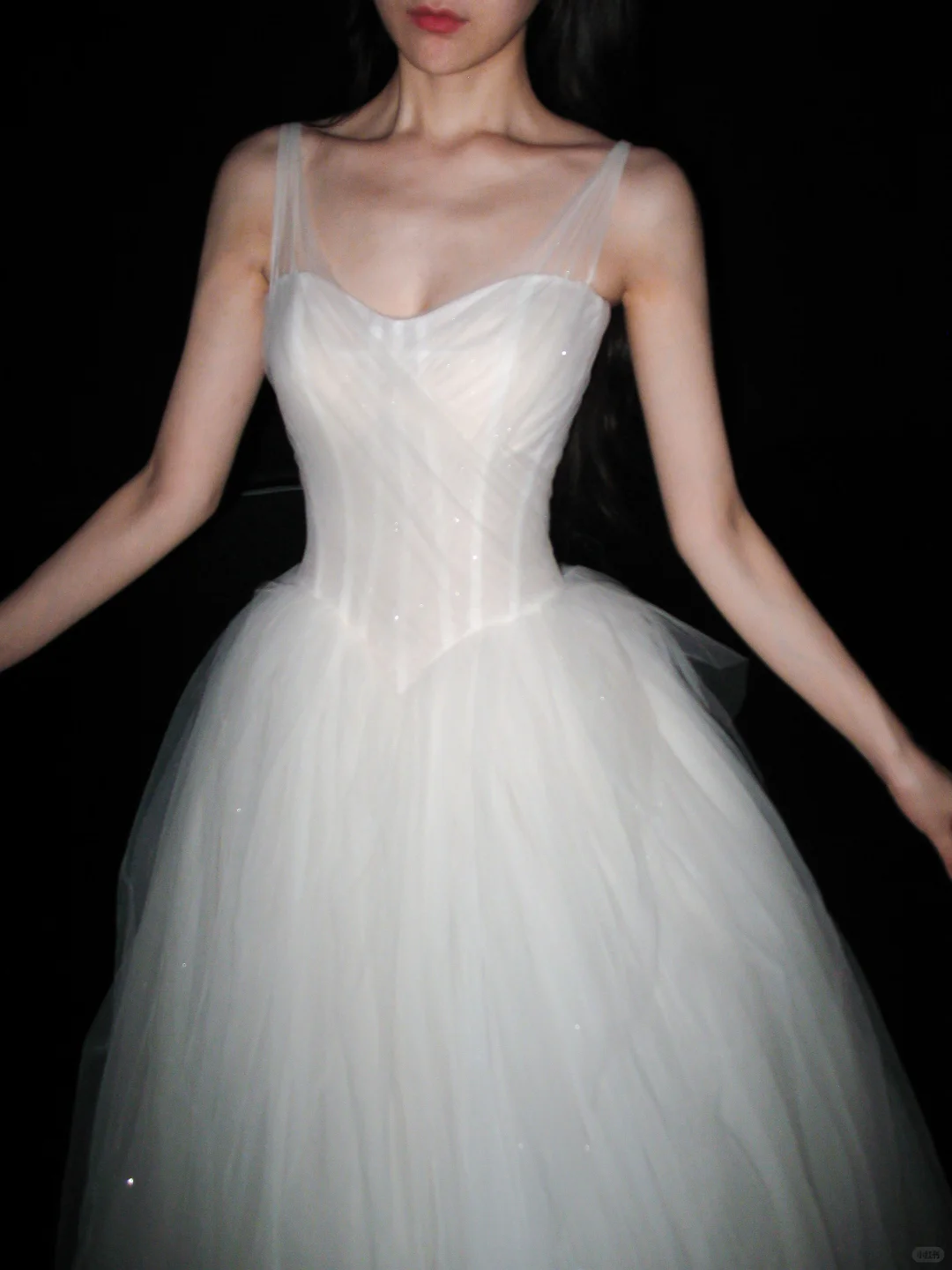 Elegant Ball Gown Spaghetti Strap Flowy Tulle Long Wedding Dress DP6384