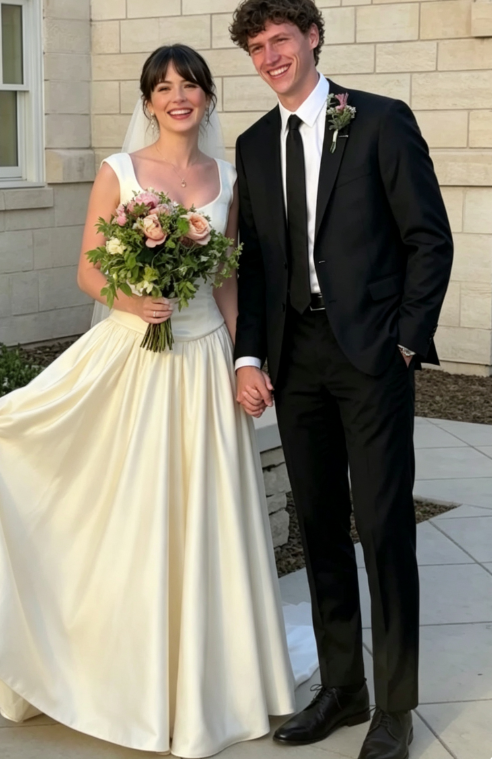 Vintage Ivory A Line Straps Satin Long Wedding Dress DP6726