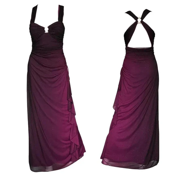 Sexy Ombre Grape Purple Chiffon Evening Dress A Line Long Prom Dress DP724