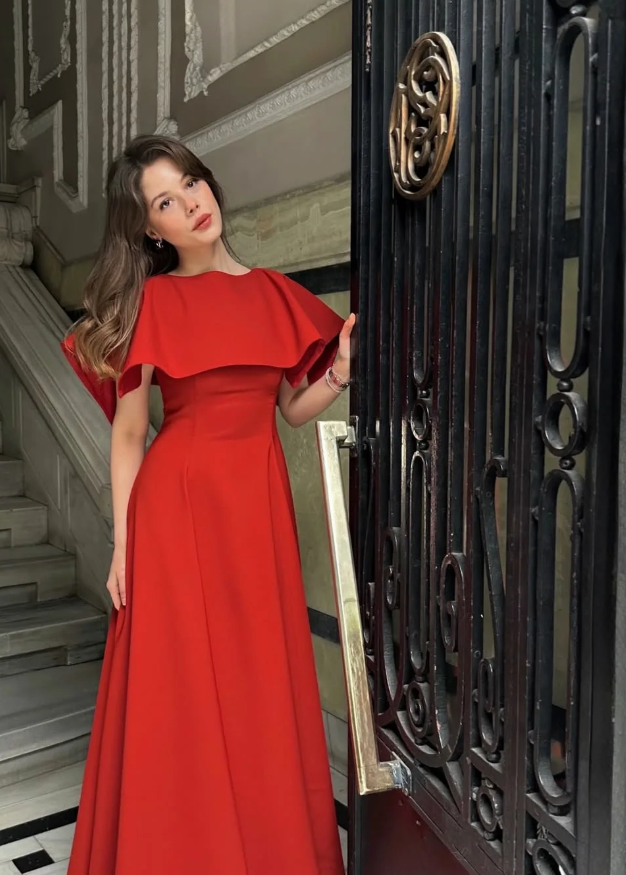 Red Classic A Line Simple Satin Long Prom Dress DP5024