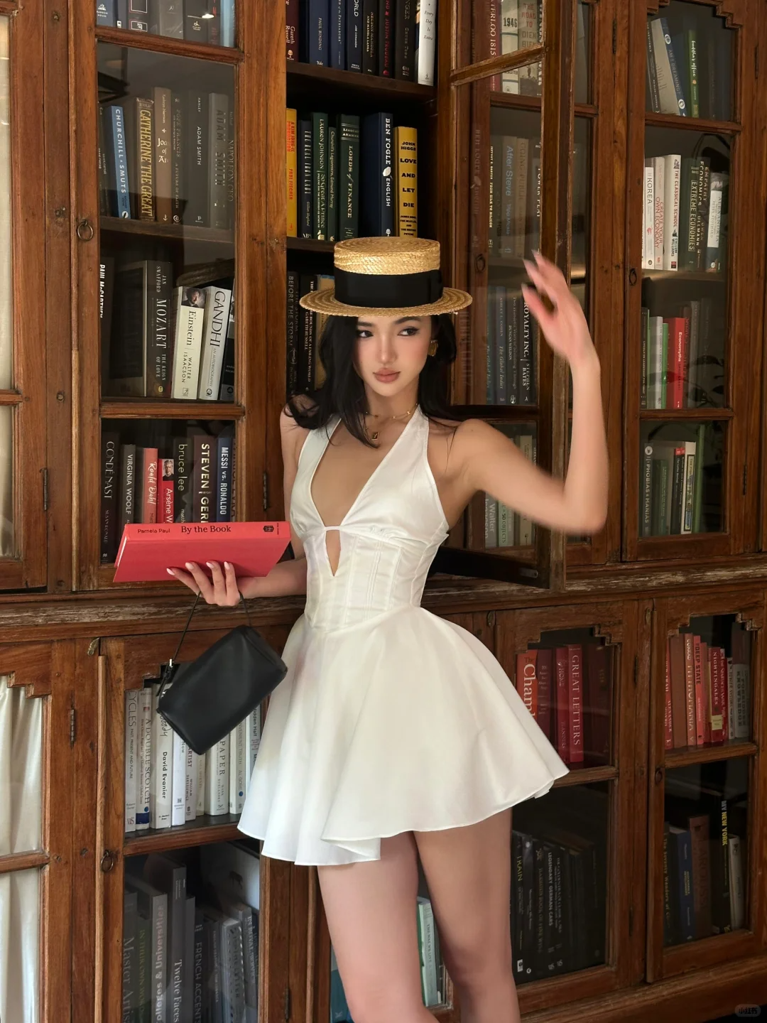Open Back White A Line V Neck Satin Short Homecoming Dress Cocktail Dress DP2878