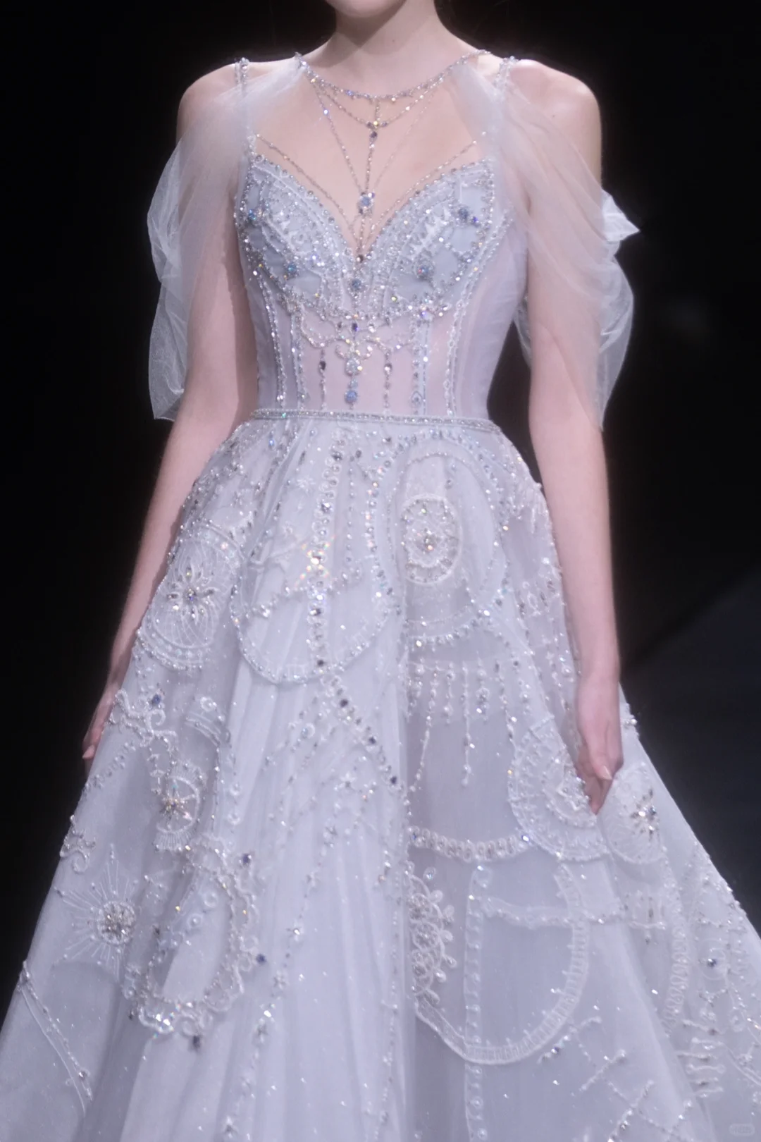2025 Elegant A Line Off the Shoulder Beaded Tulle Prom Dress Evening Dress DP2797