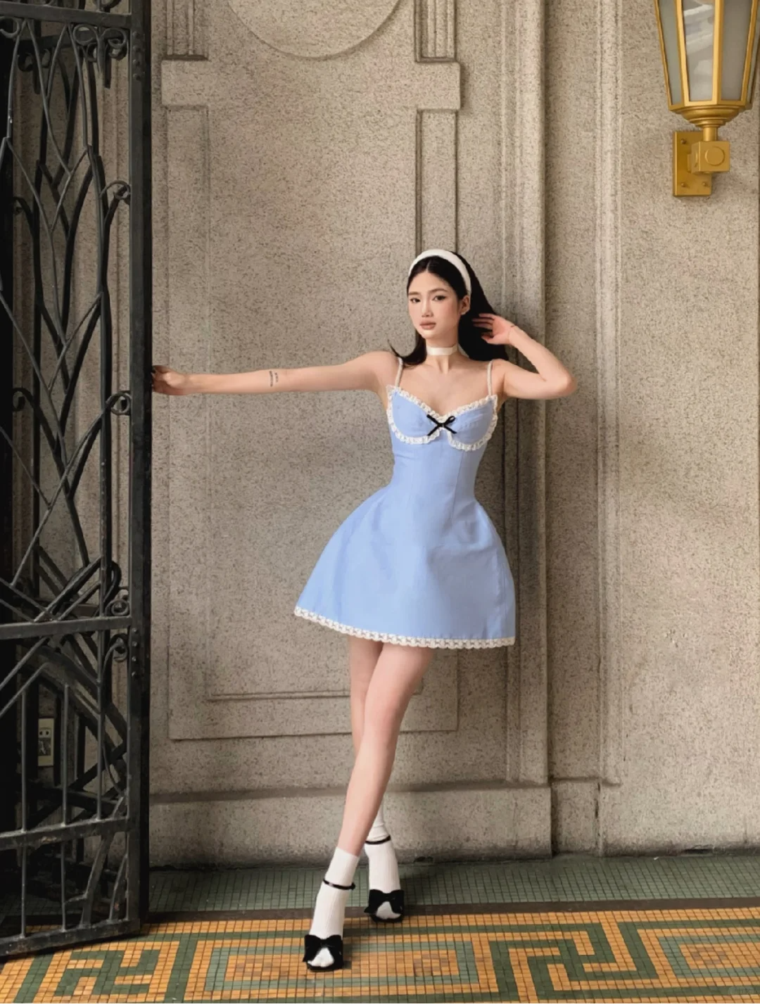 Baby Blue A Line Spaghetti Straps Lace Satin Short Homecoming Dress Cocktail Dress DP2879