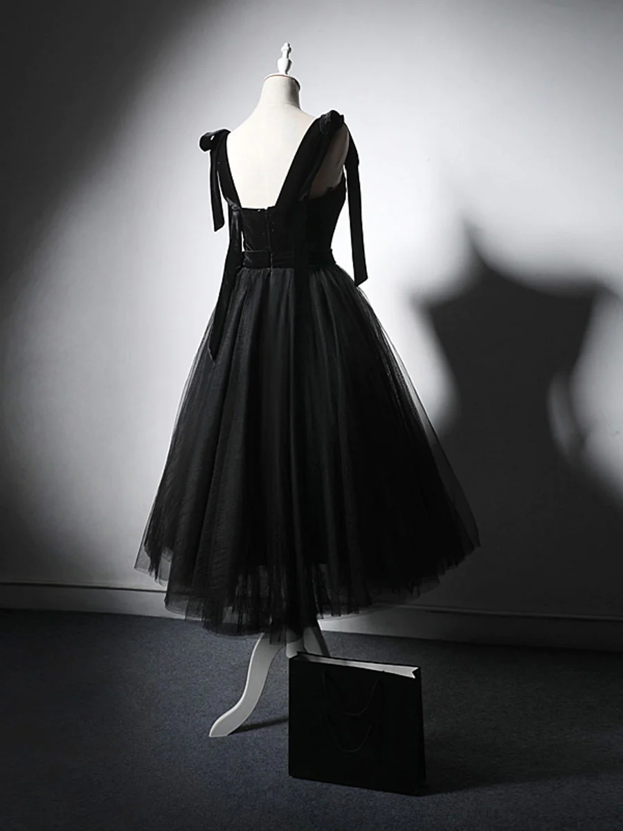 Black Velvet Tulle Short Prom Dress Homecoming Dress DP085