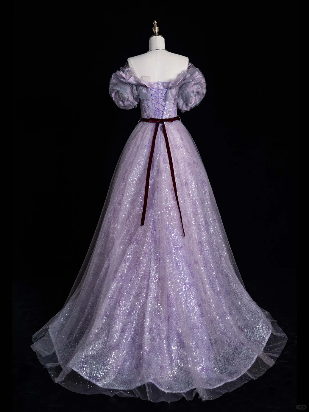 Stunning A Line Off the Shoulder Purple Sequin Tulle Party Dress Birthday Dresses DP2355