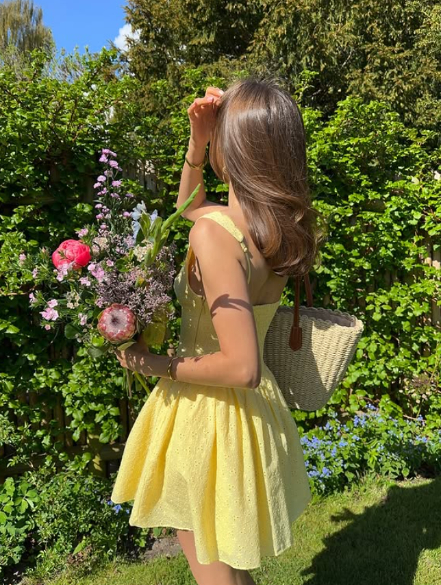 Cute Yellow A Line V Neck Satin Short Homecoming Dress Outfits DP6160