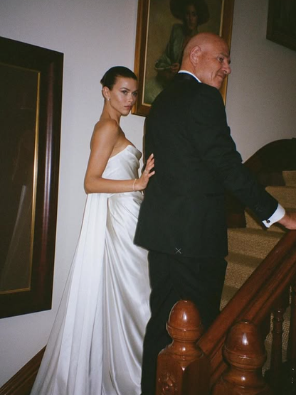 Classic A Line Strapless White Satin Long Wedding Dress DP5310