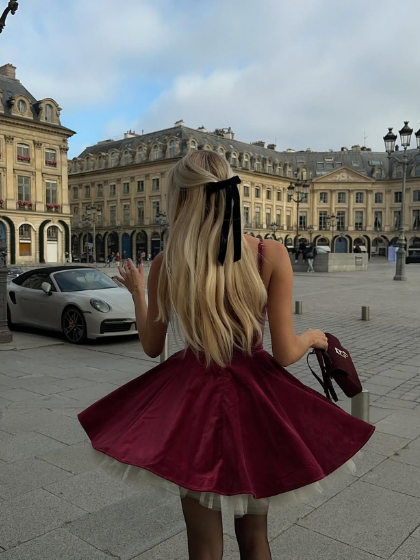 Burgundy A Line Spaghetti Straps Velvet Short Homecoming Dress Evening Dress DP1287