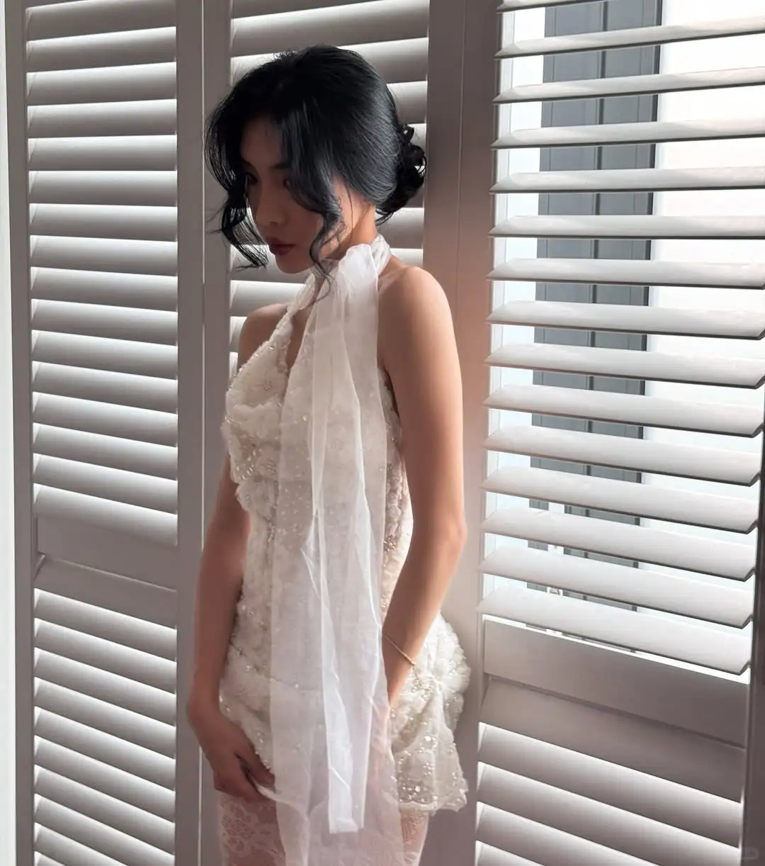 Gorgeous A Line Halter 3D Flower White Tulle Short Homecoming Dress DP2823