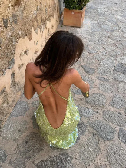 Charming Mermaid Spaghetti Straps Sequin Long Prom Dress Evening Dress DP1721