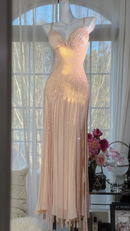 Fairy Elegant A Line Beaded Chiffon Long Graduation Prom Dress DP4943