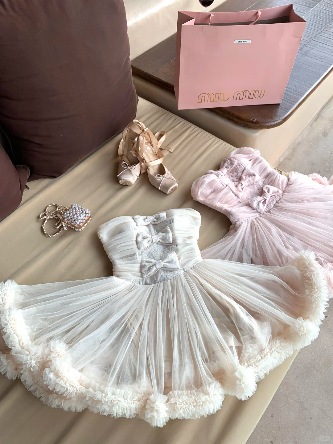 Ivory A Line Strapless Bow Tulle Short Prom Dress Homecoming Dress DP5451
