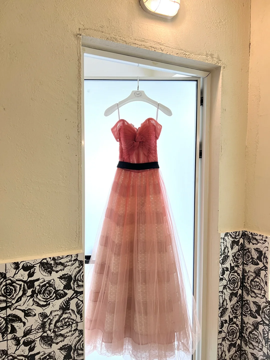 Elegant Red Ombre A Line Off the Shoulder Tulle Long Prom Dress Evening Dress DP3326