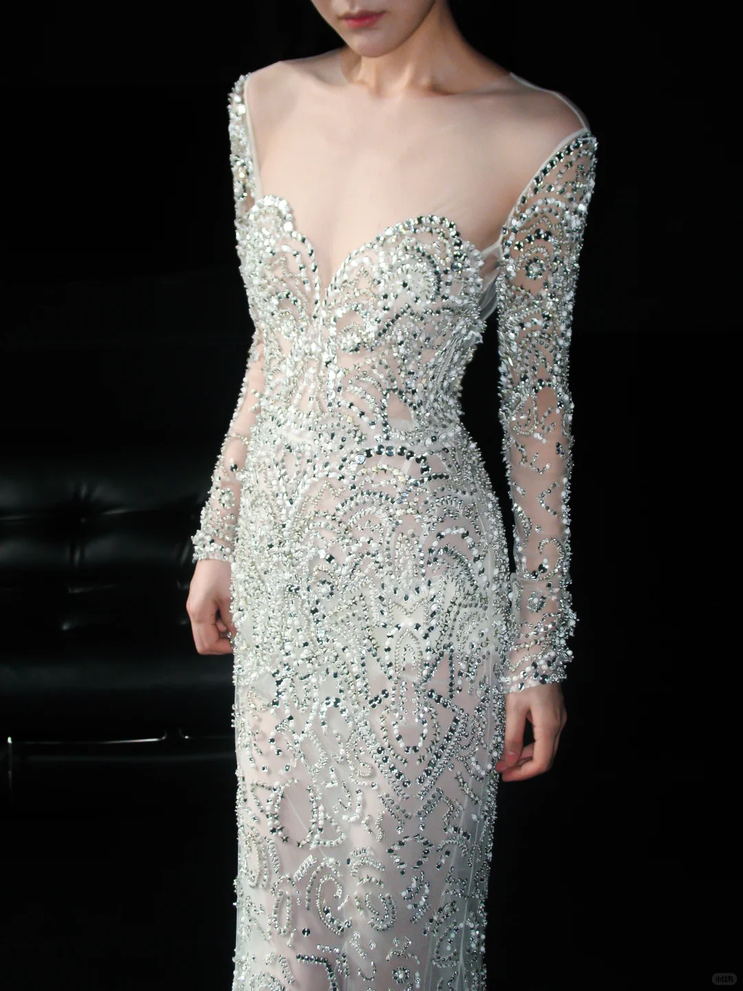 Sparkling Diamonds Mermaid Long Sleeve Tulle Wedding Dress DP5204