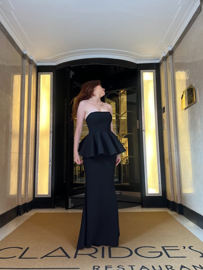 Classic Black Mermaid Strapless Satin Long Prom Dress Evening Dress DP4313