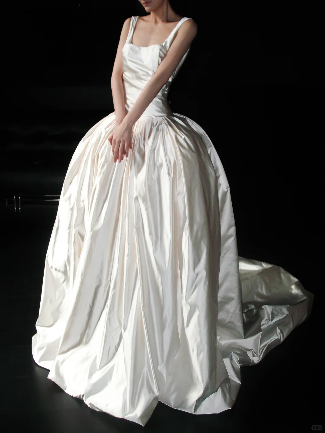 High-class Elegant A Line Silky Satin Backless Long Sweep Wedding Dress DP5206