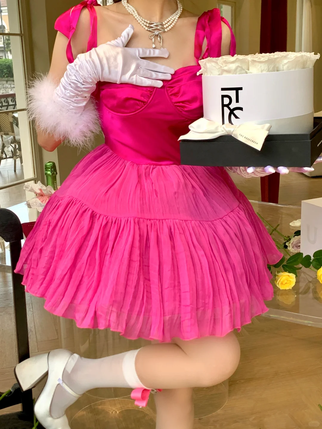 Barbie Pink A Line Spaghetti Strap Satin Tulle Short Homecoming Dress Cocktail Dress DP2526