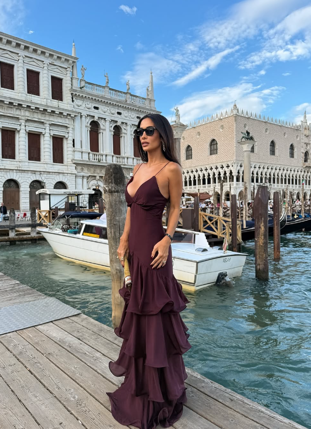 Sexy Sheath Spaghetti Straps Layered Chiffon Long Prom Dress Evening Dress DP5124