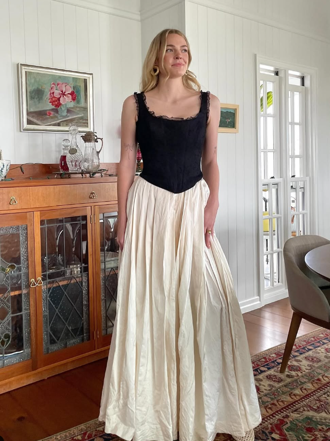 Simple A Line Strap Black Corset Champagne Satin Long Prom Dress Graduation Prom Dress DP2202