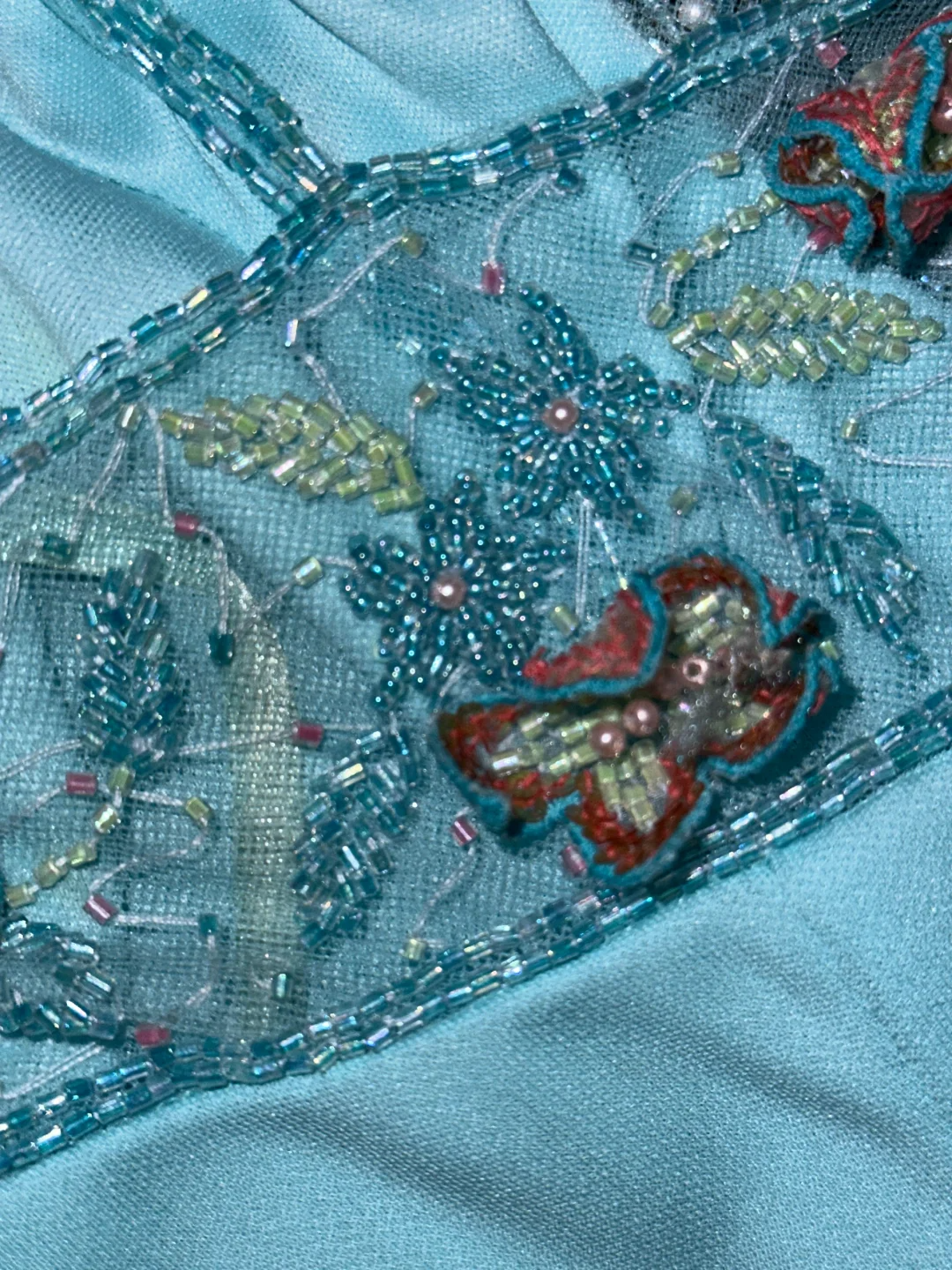 Vintage Mermaid Halter Beaded Blue Satin Long Prom Dress DP4421