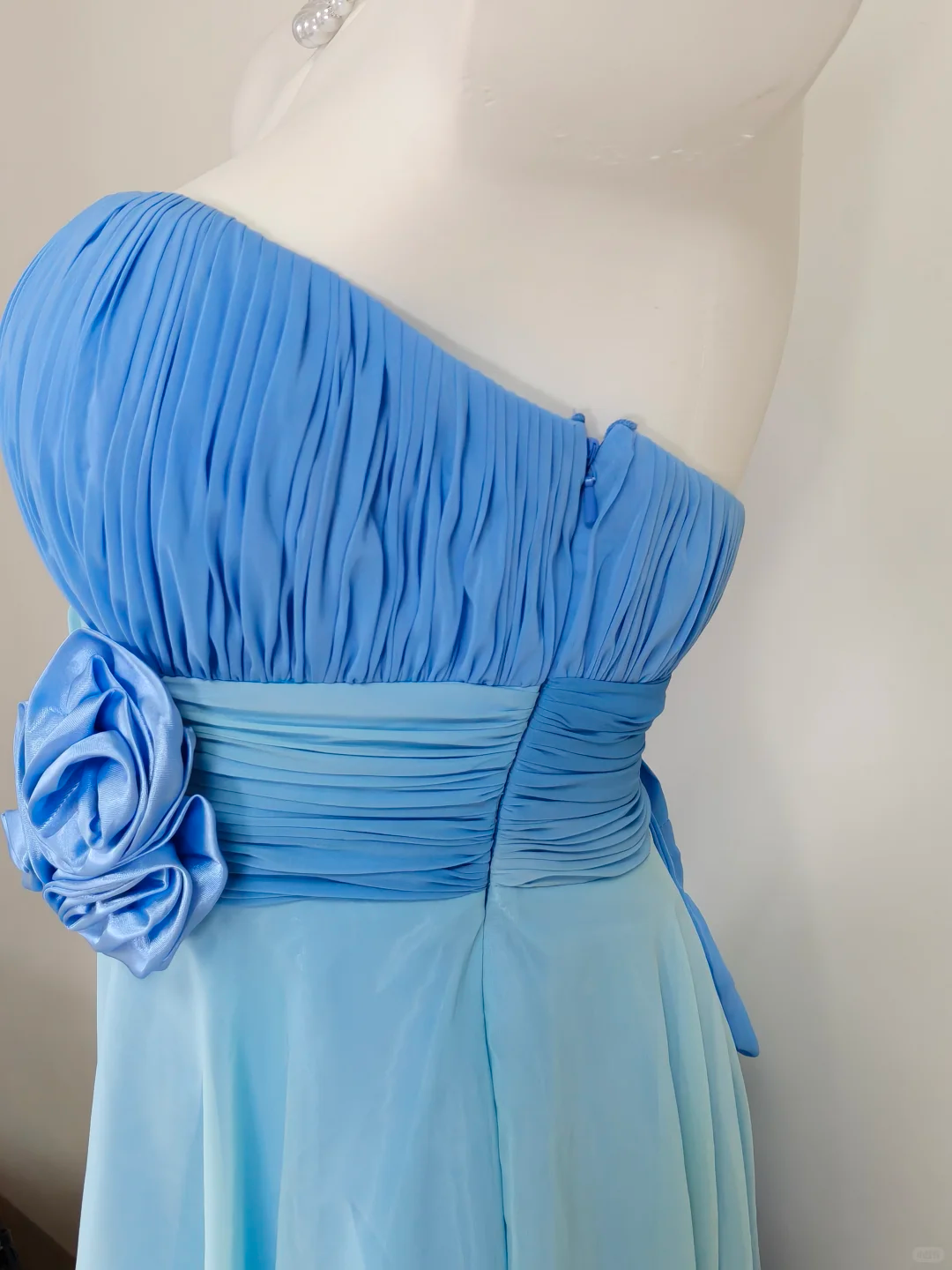 Vintage A Line Strapless Blue Ombre Chiffon Short Homecoming Dress Outfits DP5012