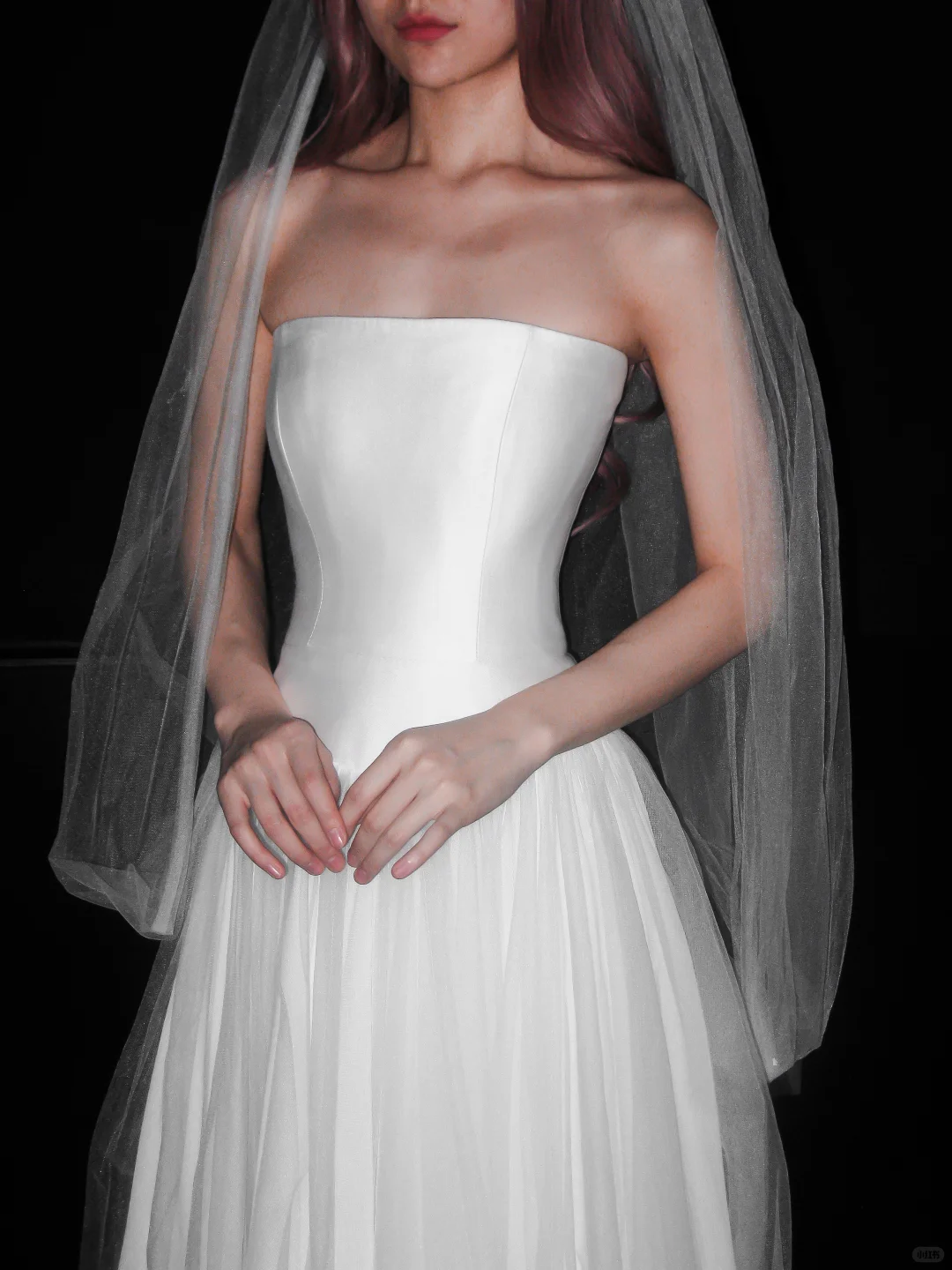 Classic Simple A Line Strapless White Tulle Satin Wedding Dress DP5187