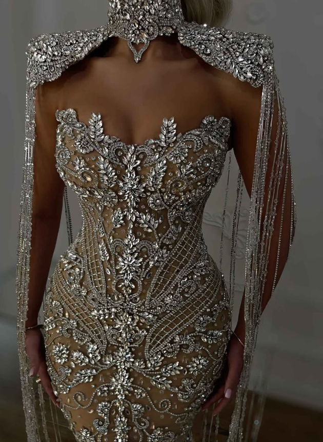 Shiny Mermaid Sweetheart Neck Exquisite Rhinestone Long Prom Dresses DP4625