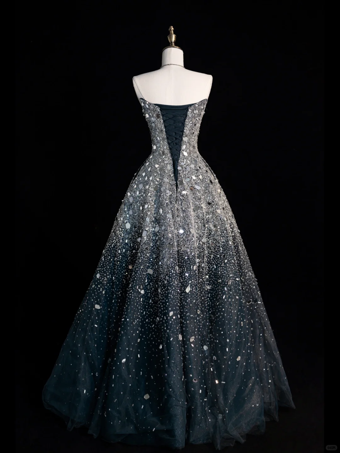 Gorgeous A Line Sweetheart Neck Beaded Sequin Black Tulle Long Prom Dress Evening Dress DP2130