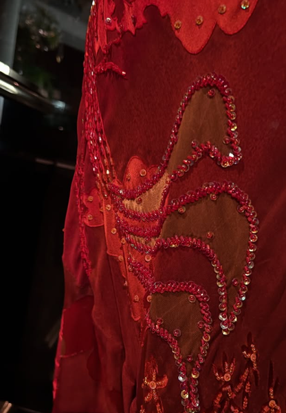 Vintage Burgundy Sheath Beaded Print Floral Chiffon Prom Dress Party Dress Date Dress DP4450
