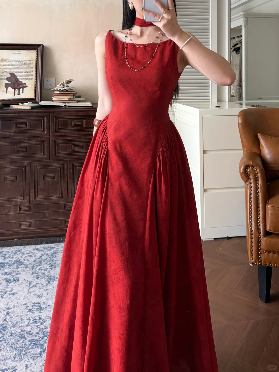Classic Simple A Line Red Satin Long Prom Dress Evening Dress DP5646