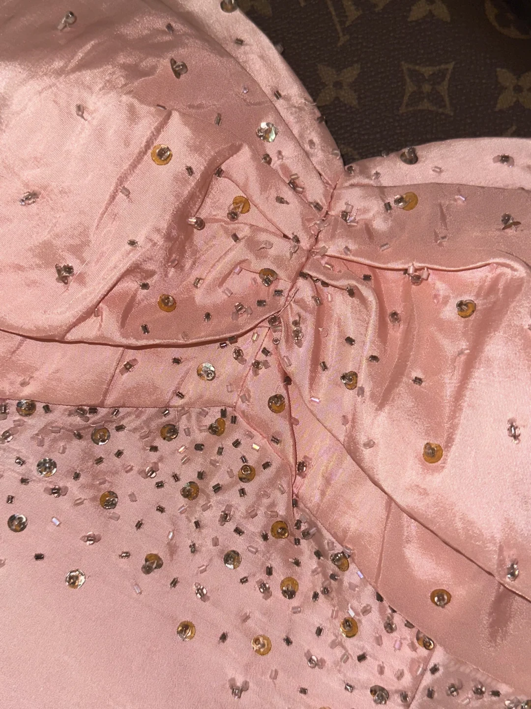 Glorious Light Pink A Line Sweetheart Neck Beaded Satin Prom Dress Party Evening Dress DP5334