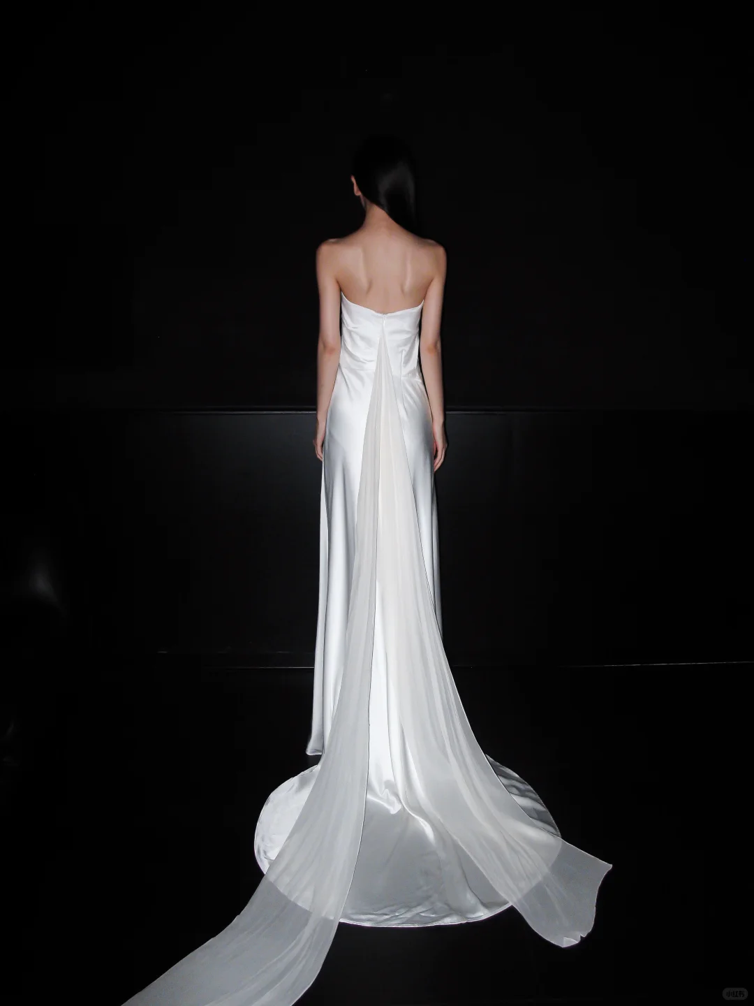 Elegant A Line Strapless White Satin Chiffon Long Wedding Dress DP5799