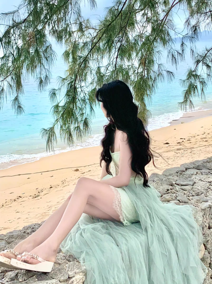 Light Green A Line Sweetheart Neck Corset Lace Tulle Prom Dress Evening Dress Formal Dress DP3158