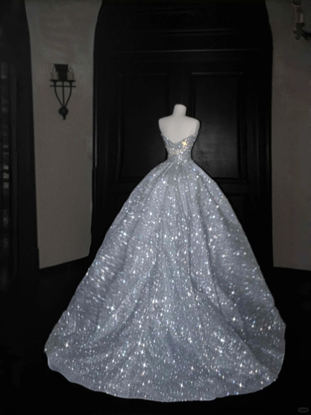 Stunning A Line Strapless Corset Silver Sequin Long Prom Dress Evening Dress DP2652