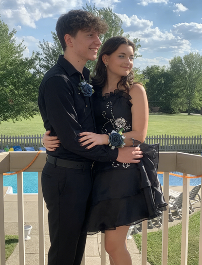 Beautiful Black Chiffon Layered Beaded Short Prom Dress Homecoming Dress Party Dress DP301