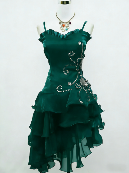 Beautiful Black Chiffon Layered Beaded Short Prom Dress Homecoming Dress Party Dress DP301