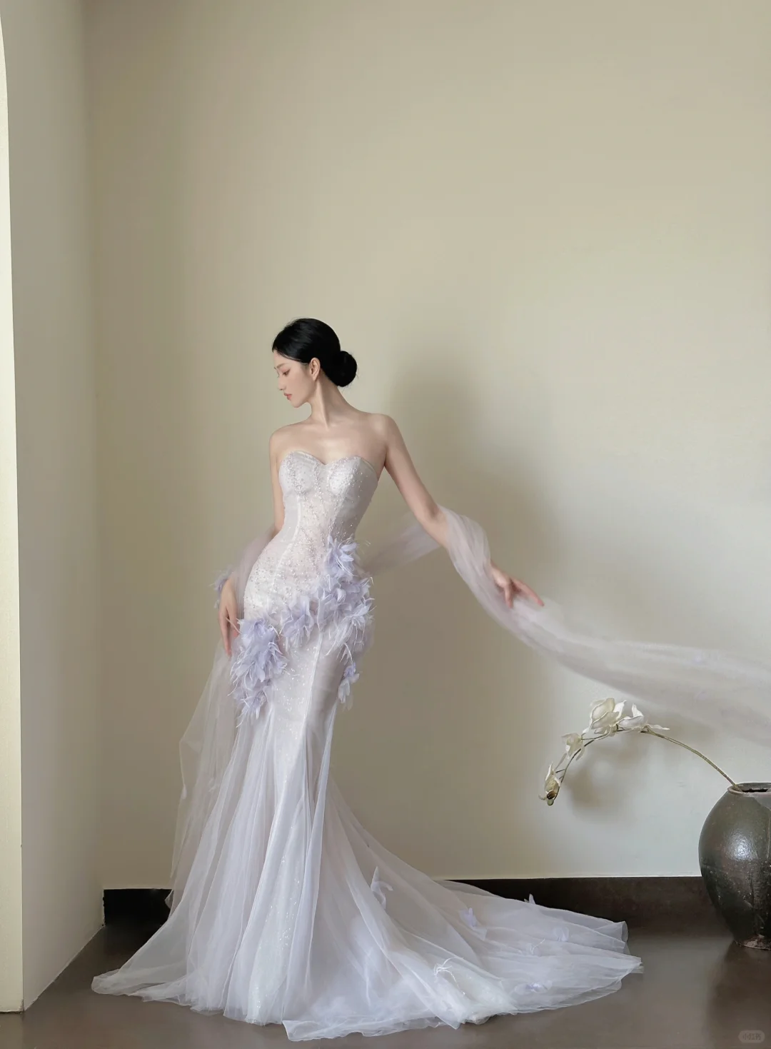 Dreamy Purple Mermaid Sweetheart Neck Beaded Floral Tulle Prom Dress Formal Dress Party Dress DP3444