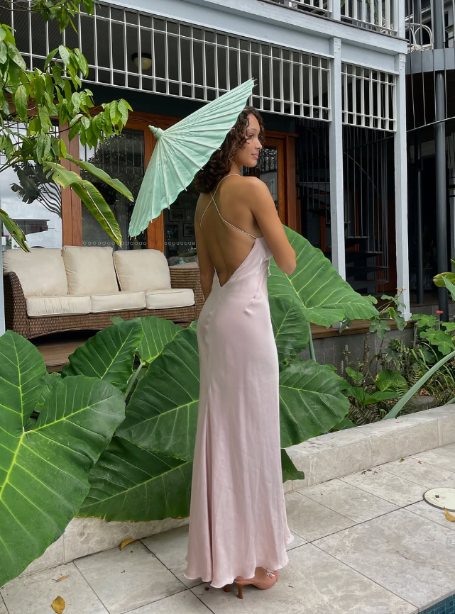Cute Sheath Spaghetti Strap Pink Satin Long Prom Dress Graduation Prom Dress DP2204