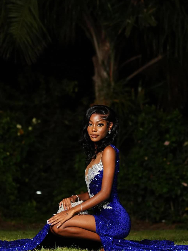 Royal Blue Mermaid Strapless Beaded Sequin Velvet Long Prom Dress with Slit DP5058