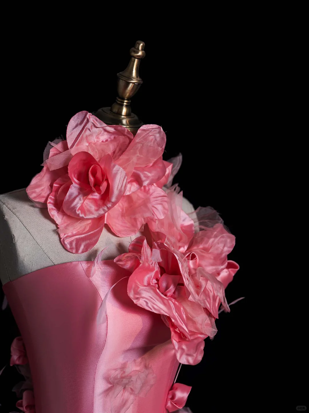 Unique Mermaid Strapless Pink Flower Satin Long Prom Dress Evening Dress DP2096