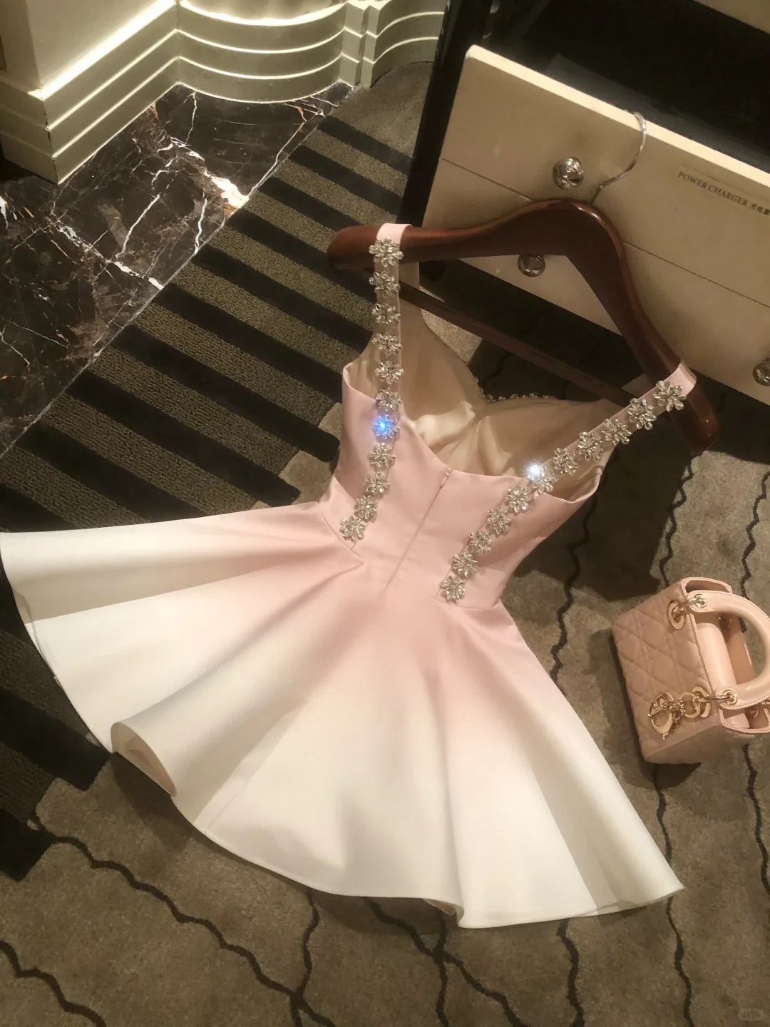 Pink Ombre A Line Simple Satin Short Prom Dress Homecoming Dress DP6388