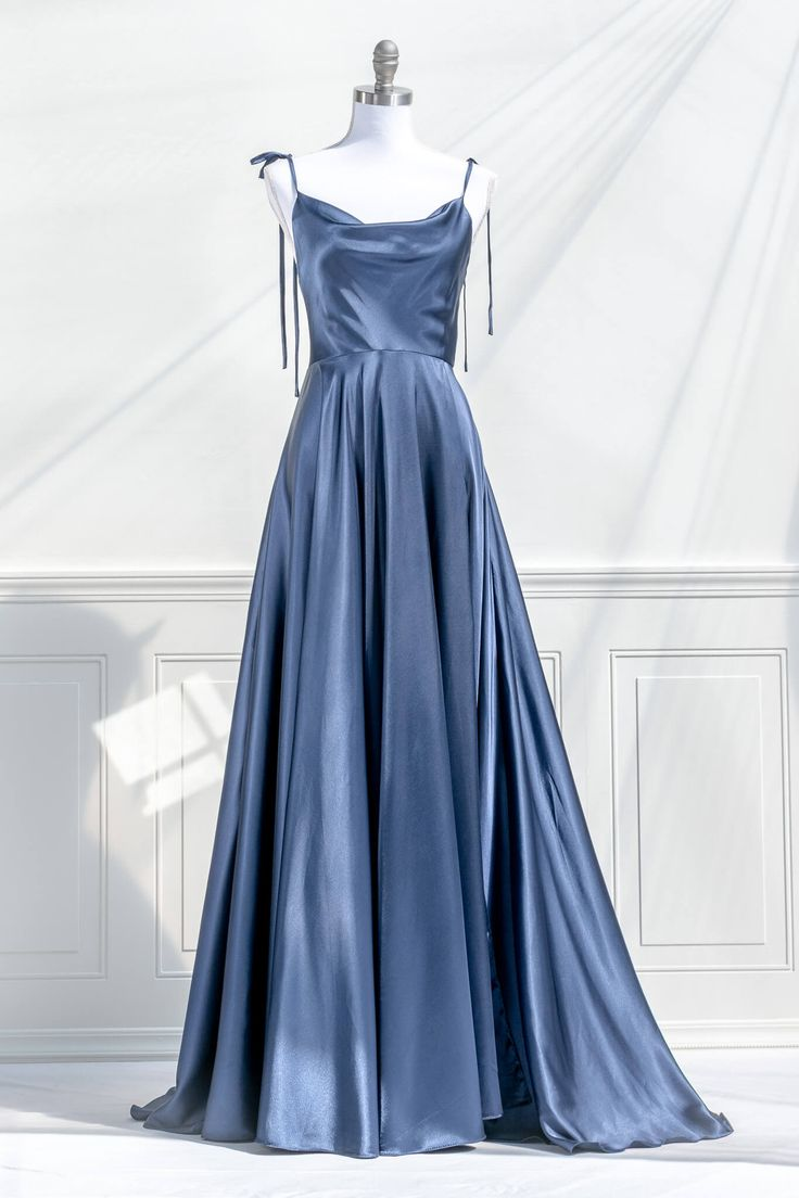 Simple Satin A Line Long Prom Dress Evening Dress Bridesmaid Dress DP243