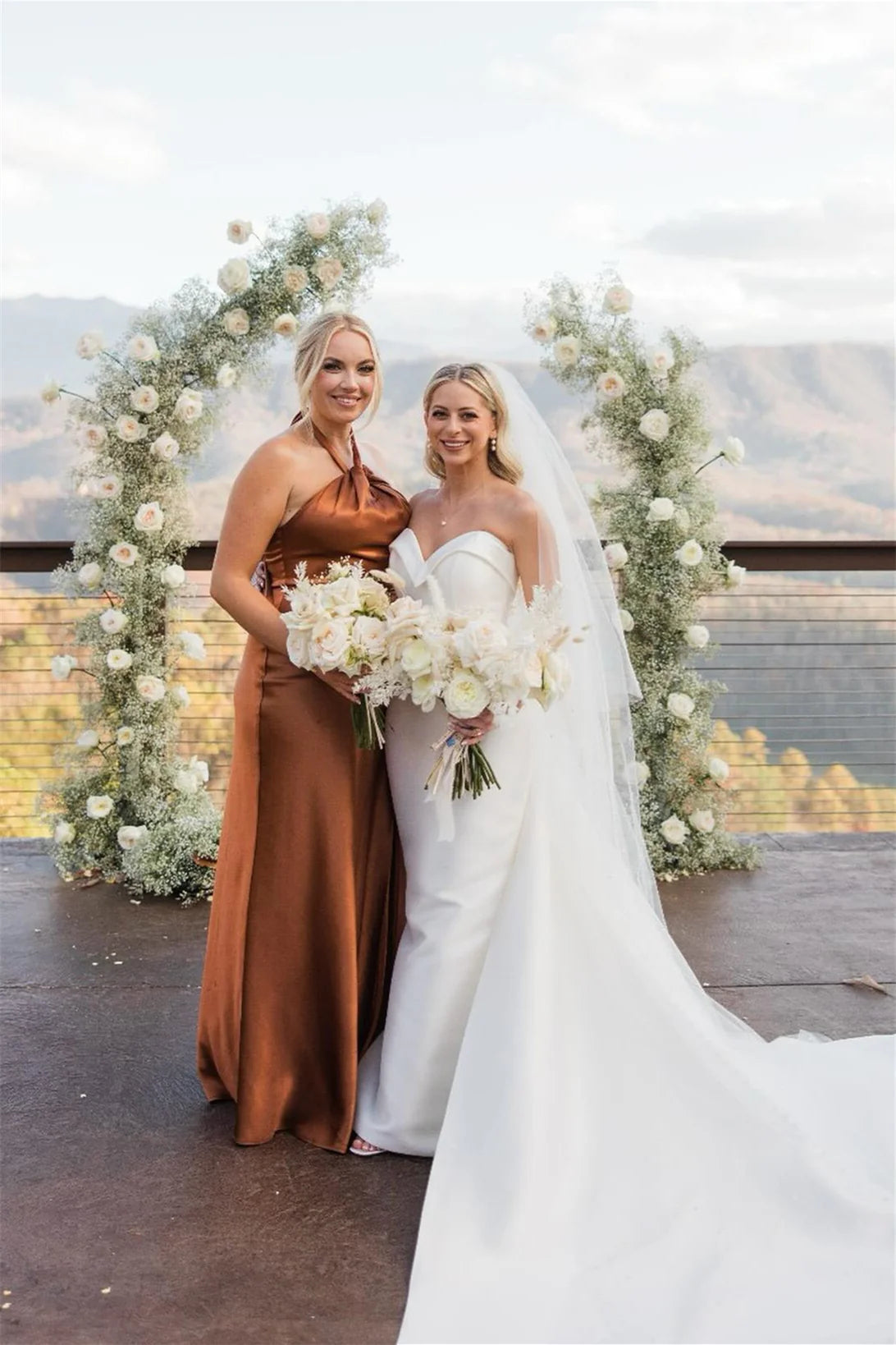 Halter Light Pink Open Back Bridesmaid Dress with Slit DP5865