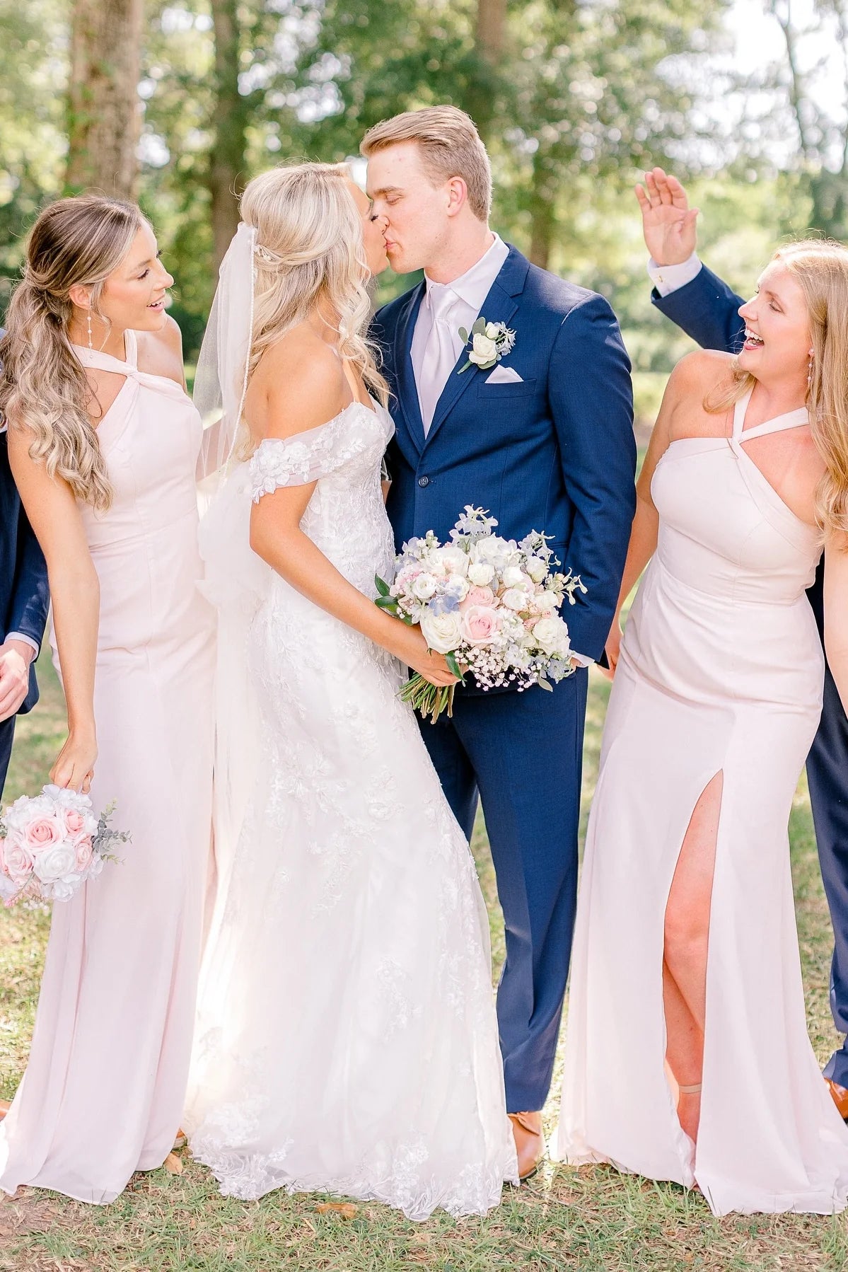 Simple Halter Pink Mermaid Chiffon Bridesmaid Dress with Slit DP5845