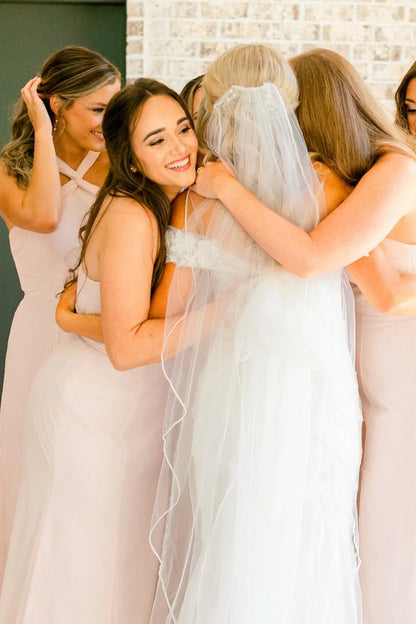 Simple Halter Pink Mermaid Chiffon Bridesmaid Dress with Slit DP5845