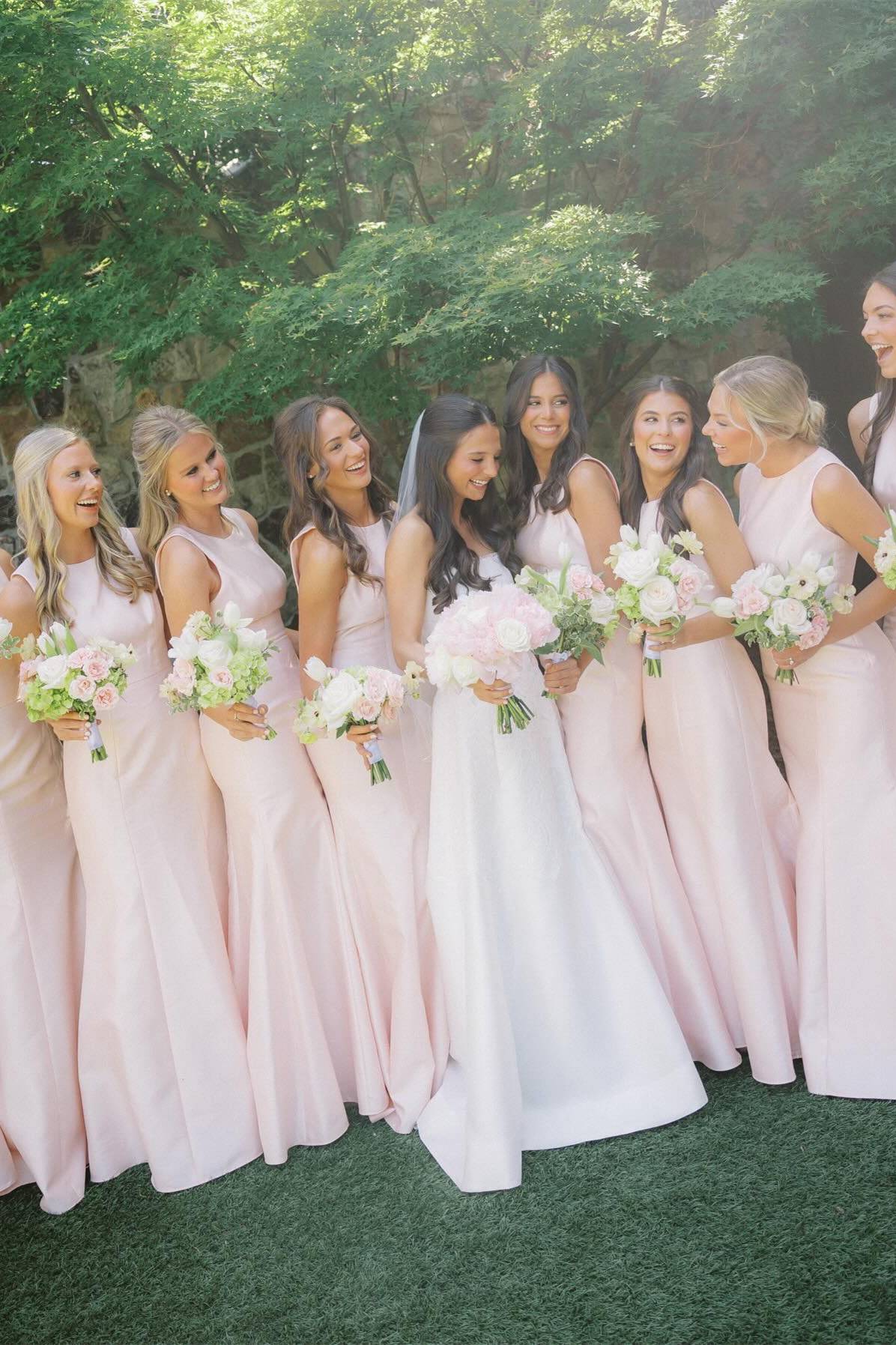 High Neck Blush Pink Mermaid Bridesmaid Dress DP5872