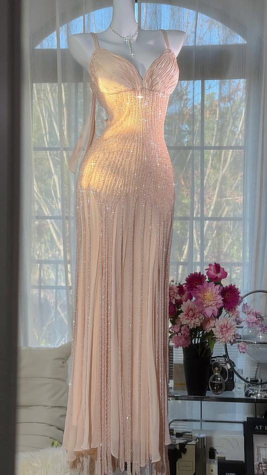 Fairy Elegant A Line Beaded Chiffon Long Graduation Prom Dress DP4943