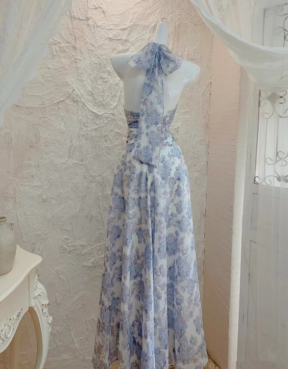 Sexy A Line Chiffon Floral Prom Dress Party Evening Dress DP105
